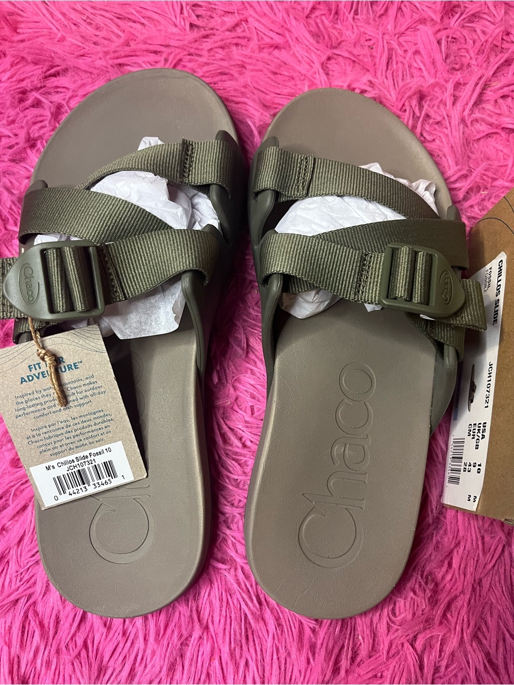 Chaco Men's Olive Green Slide Sandals with Adjustable Webbing